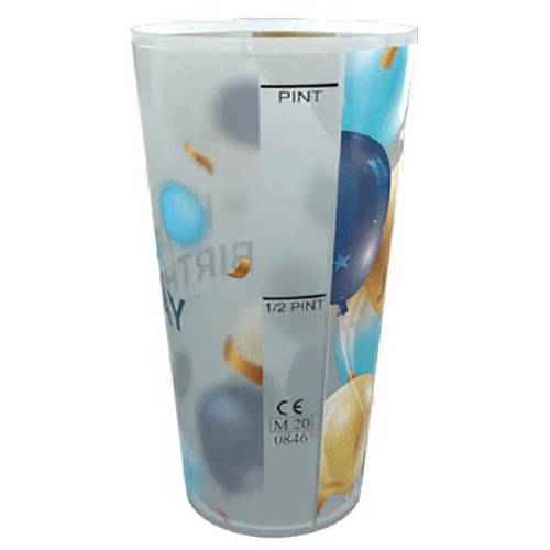 Custom-branded 640ml Reusable Plastic Festival Cups with full colour label from Total Merchandise