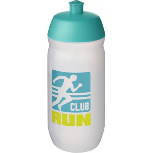 UK Printed 500ml HydroFlex™ Squeeze Sports Bottles in Frosted Clear/Aqua from Total Merchandise