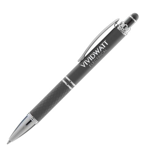 Custom Printed Phoenix Soft Stylus Pens in Taupe Printed with a Logo by Total Merchandise