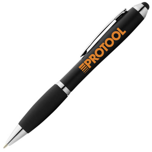 Nash Coloured Stylus Ballpens with Black Grip in Black/Black