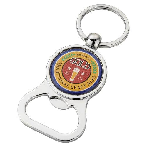 Custom printed Bottle Opener Alloy Injection Keyring with a logo example from Total Merchandise