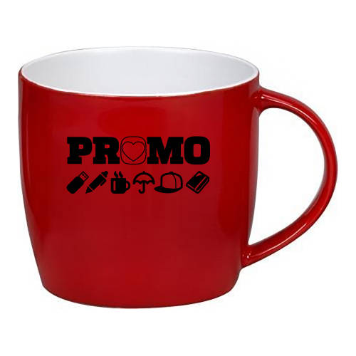 UK branded Prado Duo Mug in Red/White printed with a logo by Total Merchandise