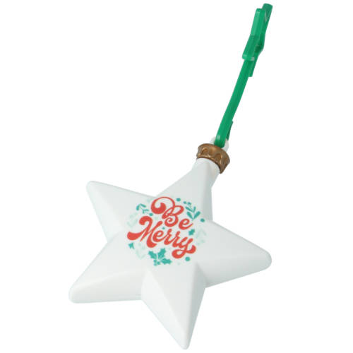 Customisable Recycled Christmas Star Baubles in White with an example logo from Total Merchandise