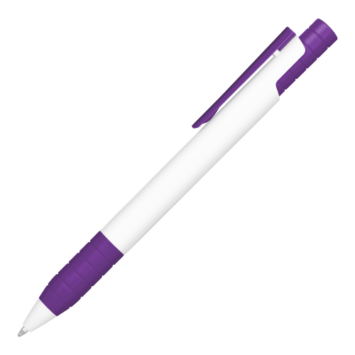 Customisable Oslo Extra Ballpen in White/Purple from Total Merchandise