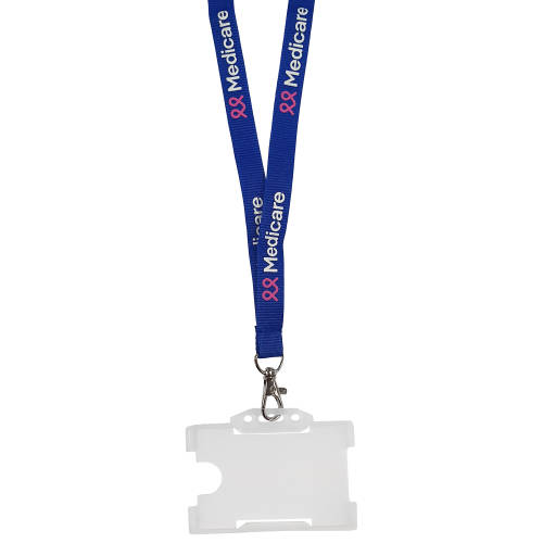 Custom Branded 20mm Flat Polyester Lanyards with Rigid Card Holders from Total Merchandise