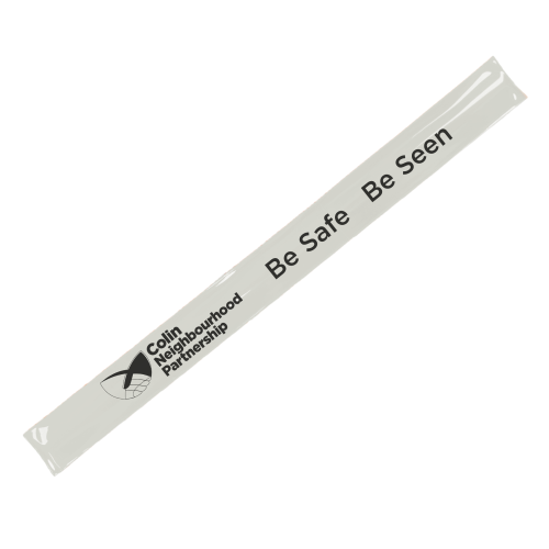 Promotional printed Reflective Slap Band with a printed design from Total Merchandise in Silver