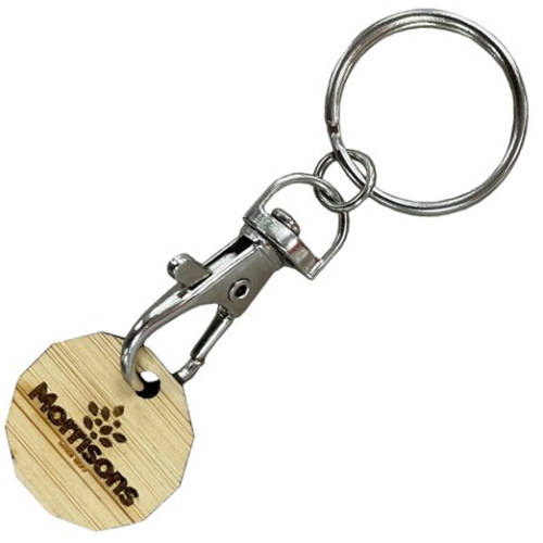 UK Branded Bamboo Trolley Coin Engraved with a Logo by Total Merchandise