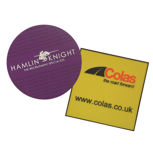 Custom branded 90mm Moulded PVC Coaster from Total Merchandsie