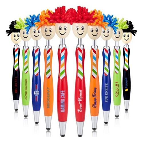 A group image of the Mop Topper Stylus Pens in all available colours from Total Merchandise