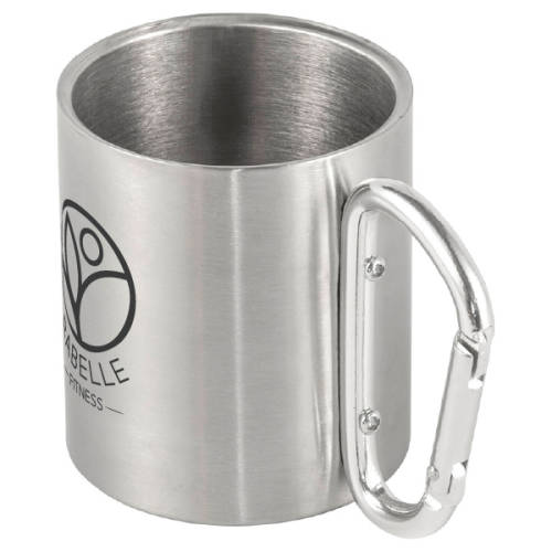 Branded Carabiner Handle Stainless Steel Travel Mug with a design from Total Merchandise