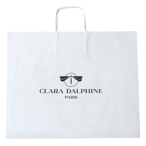 Branded Landscape Twisted Paper Handle Carrier Bag in White Printed with a Logo by Total Merchandise
