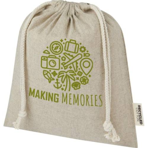 Promotional Medium Pheebs GRS recycled cotton gift bag in Heather Natural printed with a logo