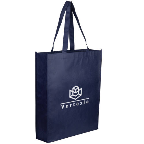 Branded RPET Non-Woven Shopping Bags with a printed design from Total Merchandise - Navy