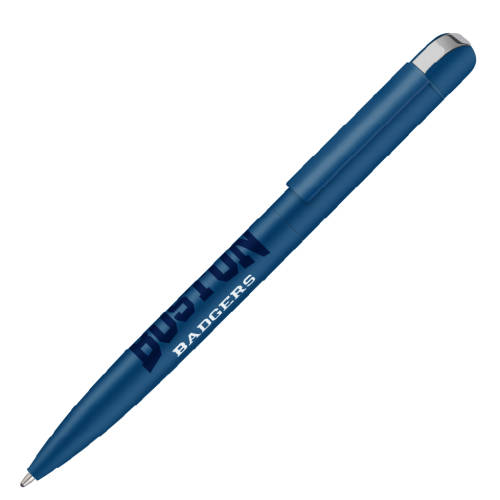 Personalised Folk Soft Feel Ballpen with a design from Total Merchandise - Blue