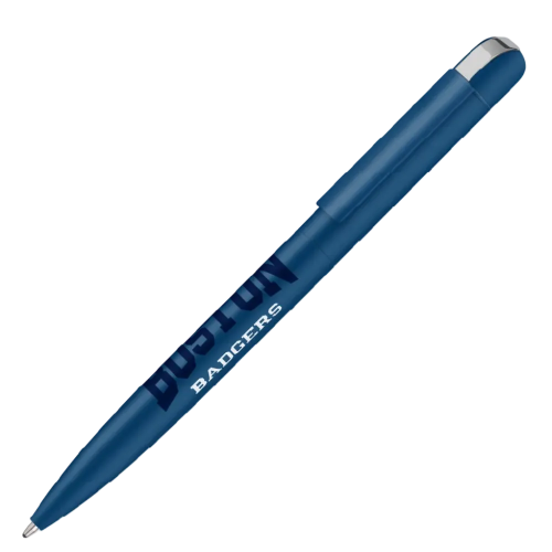 Personalised Folk Soft Feel Ballpen with a design from Total Merchandise - Blue