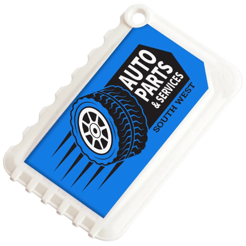 Custom branded Eco Credit Card Scraper with a design from Total Merchandise - White