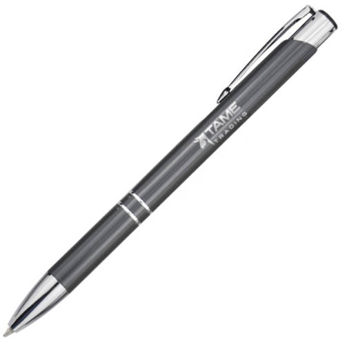 Custom Branded Moneta Recycled Aluminium Ballpoint Pens in Grey from Total Merchandise