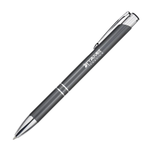 Custom Branded Moneta Recycled Aluminium Ballpoint Pens in Grey from Total Merchandise
