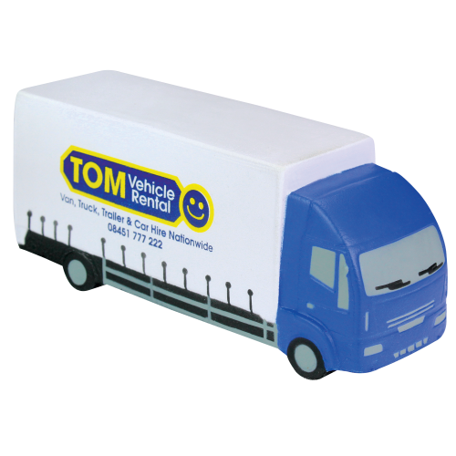 Promotional personalised Stress Lorry in off white & blue from Total Merchandise