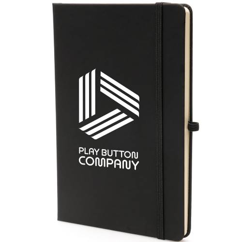 Logo Branded Fully Recycled A5 PU Mole Notepad with a design from total Merchandise - Black