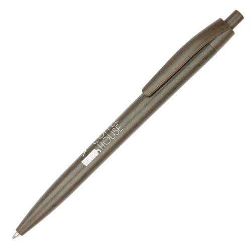 Logo Branded Coffee Ballpen with a printed design from Total Merchandise - Brown