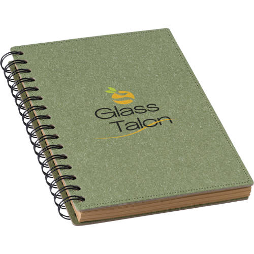 Logo branded Recycled Hard Cover Notebook with a design from Total Merchandise - green