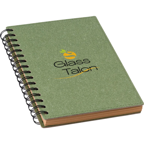 Logo branded Recycled Hard Cover Notebook with a design from Total Merchandise - green