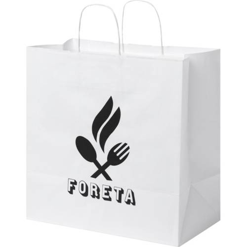 Custom Branded XL White Kraft Paper Bag with Twisted Handles and a design from Total Merchandise