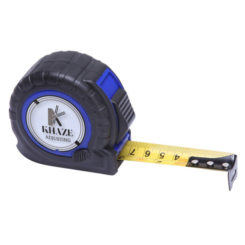 Logo branded 5m Trade Tape Measure in black & blue from Total Merchandise