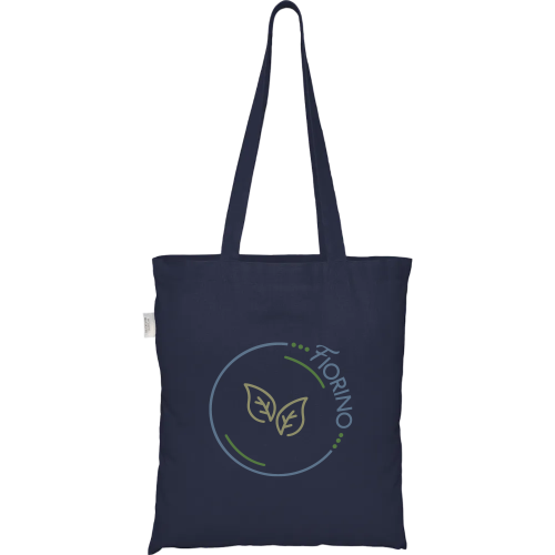 Printed Recycled Coloured Cotton Tote Bags in Navy