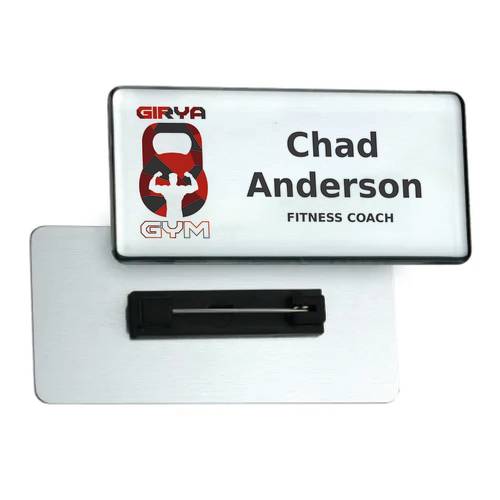 Metal Staff Name Badges Printed with Names and Logos from Total Merchandise