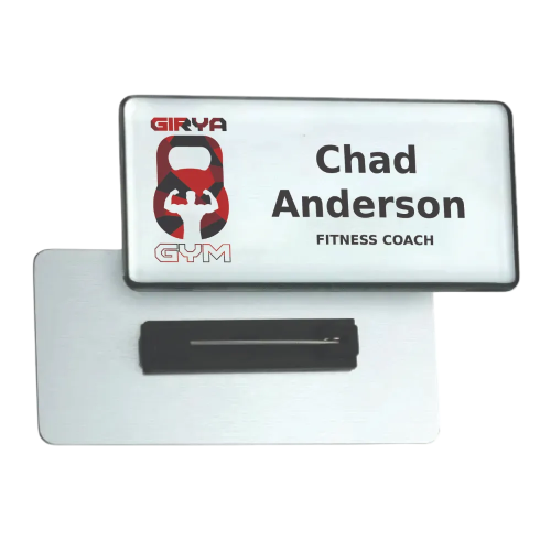 Metal Staff Name Badges Printed with Names and Logos from Total Merchandise
