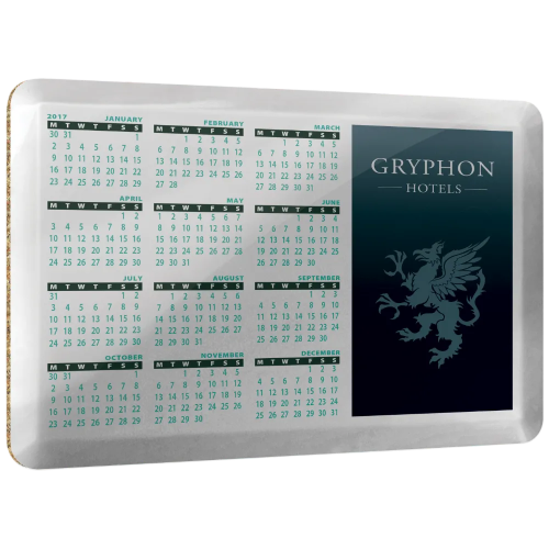 Promotional Metal Calendar Coasters in Silver Mirror Printed by Total Merchandise