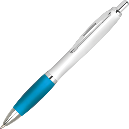 Personalised Contour Extra Ballpens in white/light blue for Total Merchandise