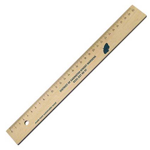 Promotional 30cm Wooden Rulers in Natural Wood Printed with a Logo by Total Merchandise