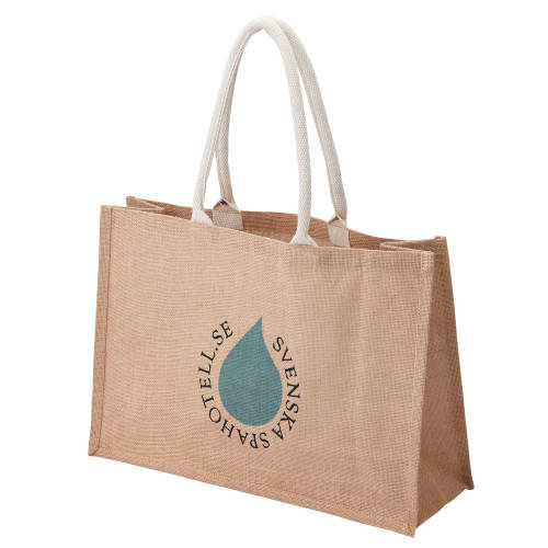 Promotional Large Jute Shopper Bag in Natural Material Printed with a Logo by Total Merchandise