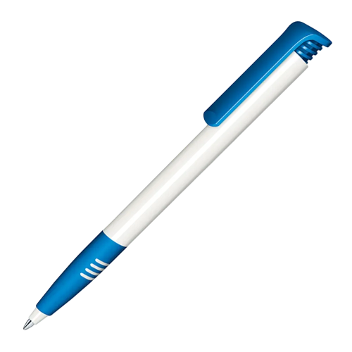 Custom Printed Super Hit Soft Pens with Bright Blue Trim with Printed Logo from Total Merchandise