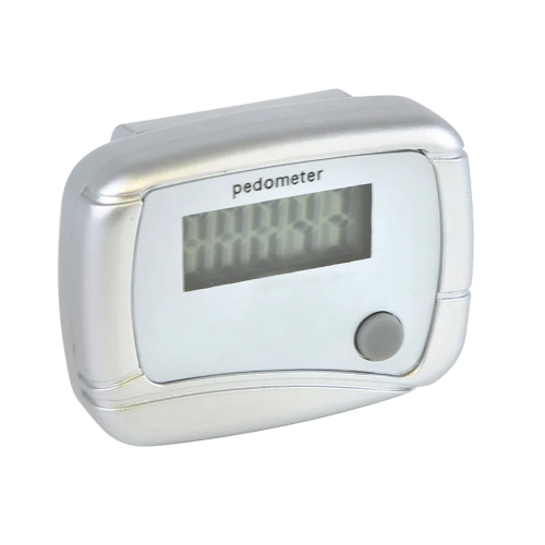 Promotional Clip-On Pedometer in Silver Printed by Total Merchandise