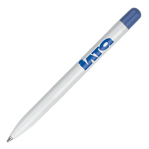 Promotional Challenger 1 Mini Pen in White/Blue Printed with a Logo by Total Merchandise