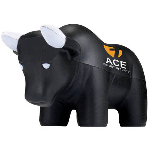 Promotional branded Stress Bull with a logo printed to the side