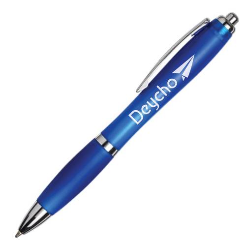 Customisable Curvy Frost Ballpens in Blue