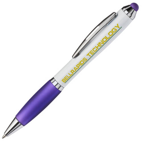 Curvy Stylus Ballpens in White/Purple