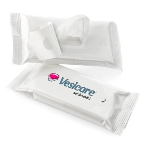 Custom Printed Pack of 15 Wet Wipes in White with Full Colour Label from Total Merchandise