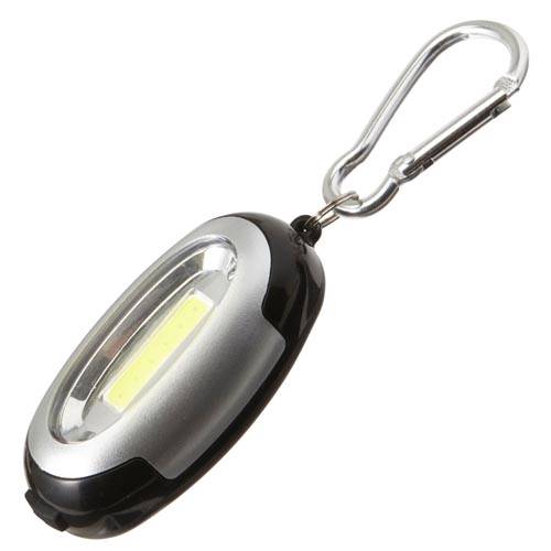 Promotional 6 LED Light Keychains in black and silver from Total Merchandise