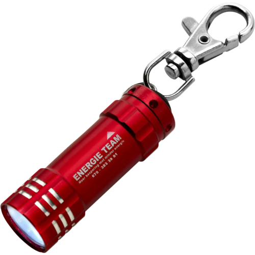 Promotional Aluminium Pocket Torches with a branded company logo to the side