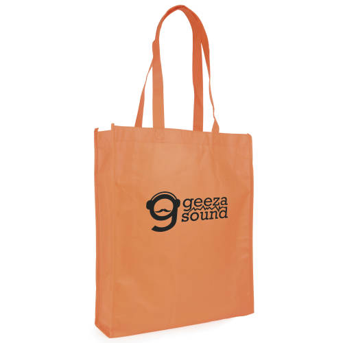 These branded shopper bags are made from recyclable non-woven material.