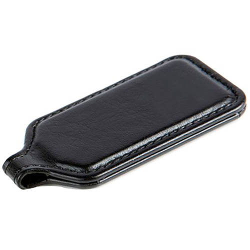 Corporate Branded Rectangular Belluno PU Keyrings in Black from Total Merchandise