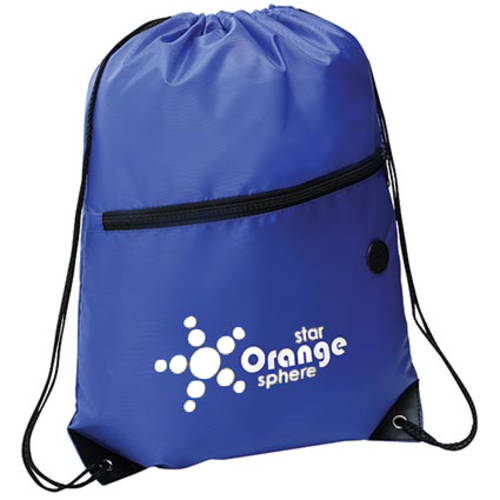 Logo Printed Headphone Slot Drawstring Bags in Blue with Printed Logo from Total Merchandise