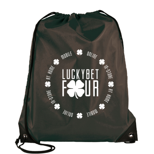 Promotional Polyester Drawstring Bags in Black from Total Merchandise