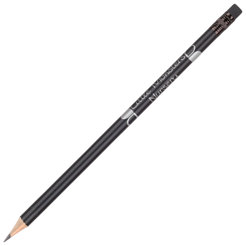 Custom Branded Shadow Pencils with Eraser in Black Printed with a Logo by Total Merchandise